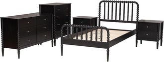 Baxton Studio Lucera Mid-Century Twin Size 5Pc Bobbin Bedroom Set