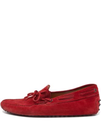 Tod's suede driving loafers - Red