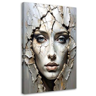 Feeby Quadro Su Tela Ritratto Di Donna In Cemento Glamour 80x120