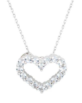Suzy Levian Silver 0.02 Ct. Tw. Diamond & White Topaz Heart Pendant