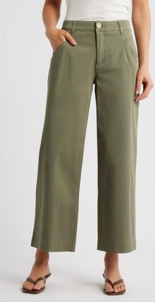 Wit & Wisdom Wyatt Skyrise Crop Wide Leg Twill Pants in Lily Pad at Nordstrom, Size 12