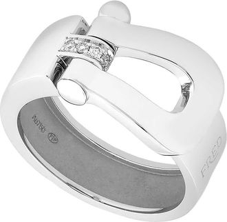 Fred Perry Force 10 Large Model 18k White Gold Ring, Size 58