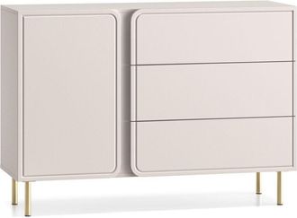 Selsey Selsey Loppa - Aparador 1 Puerta Con 3 Cajones, Beige Cachemira, 120 Cm