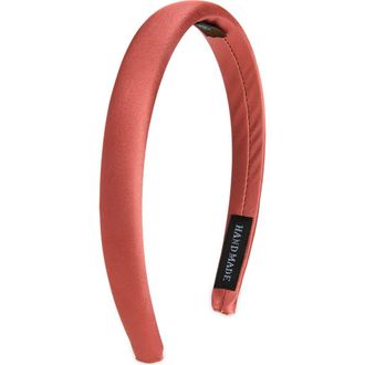 Tasha Skinny Padded Satin Headband in Burnt Orange at Nordstrom