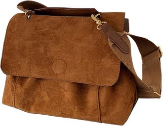 Generic Women Retro Shoulder Bag Large Capacity Vintage Crossbody Bag Solid Color Daily Shoulder Purse Ladies Commute Bag (Brown)