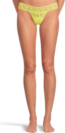 Hanky Panky Signature Lace Low Rise Thong Womens Underwear Lemon Meringue, Cotton/Lace/Nylon