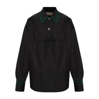 Marni Losvallende katoenen blouse - Dames - Blouses & Shirts - Zwart - Maat: S Katoen