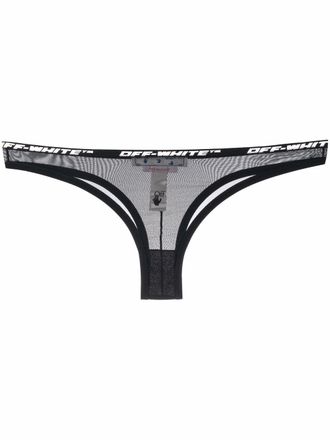 Off-white logo-print thong - Black