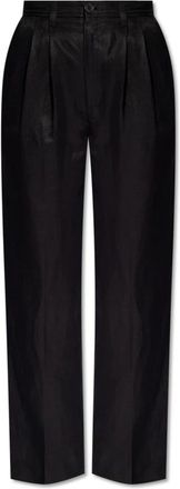 Anine Bing Carrie broek met hoge taille - Dames - Straight fit broeken - Zwart - XL - Linnen - Broeken