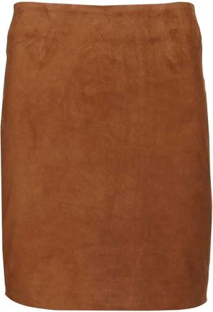 Rotate Suede Mini Skirt - Dames - Leren & Su&egrave;de rokken - Bruin - M - Su&egrave;de - Rokken