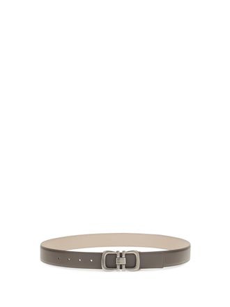 Ferragamo Mens Reversible Leather Belt Brown Patterned Dark Calf Bos Taurus E Braces