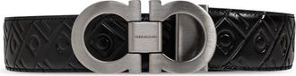 Ferragamo Gancini Riem- Omkeerbaar en Verstelbaar - Heren - Riemen - Zwart - 95 CM - Leer - Accessoires