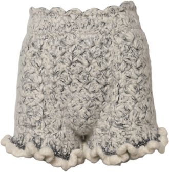 Dolce & Gabbana Metallic Boucl&eacute; Knit Cashmere Ruffled Womens Shorts