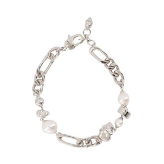 Alexander McQueen Armband met schedel en parels - Heren - Armbanden - Grijs - ONE Size - Accessoires