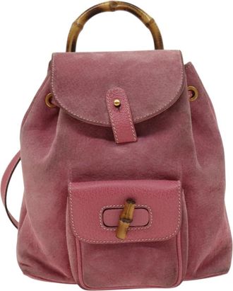 Gucci Gucci Bamboo Backpack Daim Pink Suede Backpack Bag (Pre-Owned)