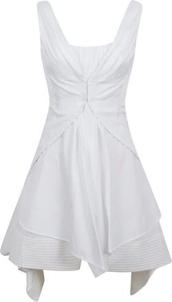 Alexander McQueen Kleedjes, Dames, Wit, S, Katoen, Gezamende Mini Jurk