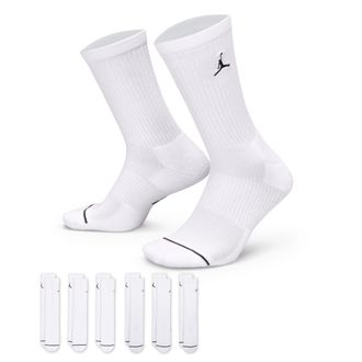 Nike Jordan Everyday Cushioned Crew Socks (6 Pairs) in White | HV6228-100