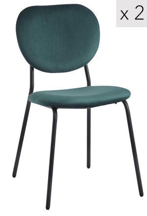 Nordlys Set 2 sillas con patas de acero en terciopelo verde