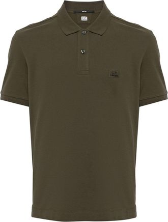C.P. Company logo-embroidered cotton polo shirt - men - Spandex/Elastane/Cotton - S - Green