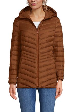 Lands End Ultralight Packable Down Jacket in Rich Ginger Brown at Nordstrom, Size X-Small