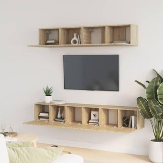 Berkfield Home Classic 5 Piece TV Cabinet Set Sonoma Oak Engineered Wood in Brown