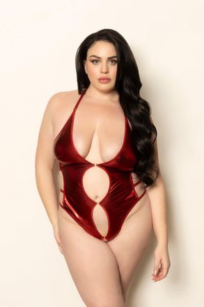 Seven til Midnight Lame Teddy With Keyholes - Queen Size - Red
