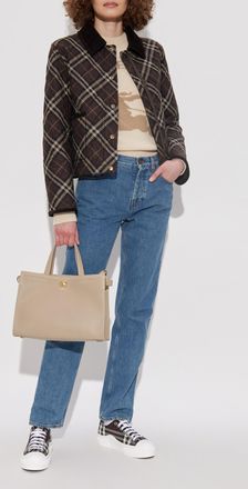 Burberry Quilted Jacket With A Check Pattern, Womens, Brown