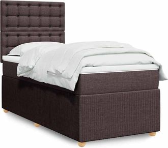 vidaXL Cama Box Spring Con Colch&oacute;n Tela Marr&oacute;n Oscuro 80x200 Cm Vidaxl