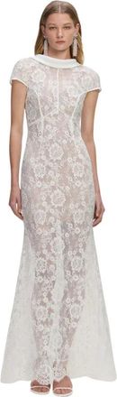 Self Portrait Lace Maxi Dress - Dames - Avondkleed - Wit - M - Polyester - Kleedjes