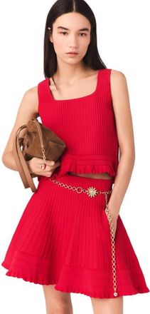 Maje Ruffled knit top in Red at Nordstrom, Size X-Small
