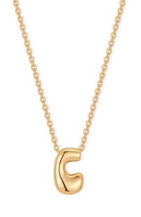 Brook & York Mini Pippa Bubble Initial Pendant Necklace in Gold C at Nordstrom
