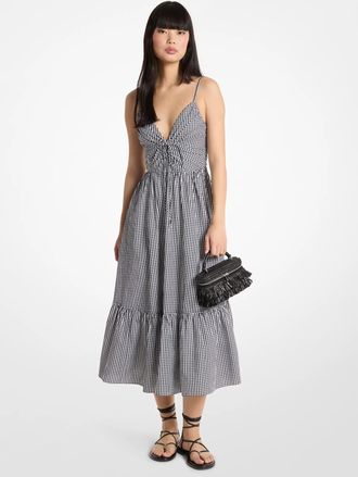 Michael Kors Gingham Cotton Midi Dress