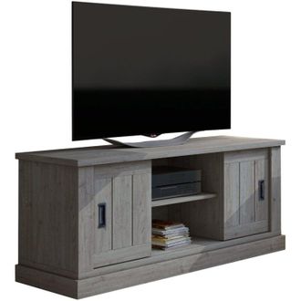 Dmora Mobile Porta tv Mesola, un Ripiano, 2 Ante, 4 Vani, 45x46x60h cm Grigio Rovere Grigio