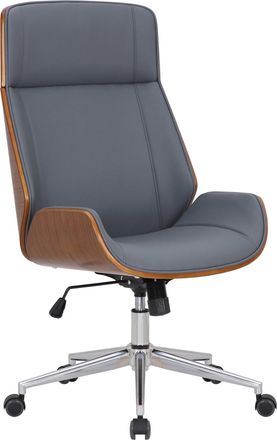 Clp Silla de oficina giratoria regulable en simil cuero nogal/gris