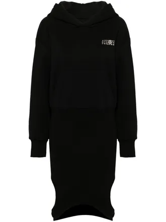 Maison Margiela numbers-print hooded jersey dress - women - Polyester/Cotton/Polyester/Cotton - M - Black