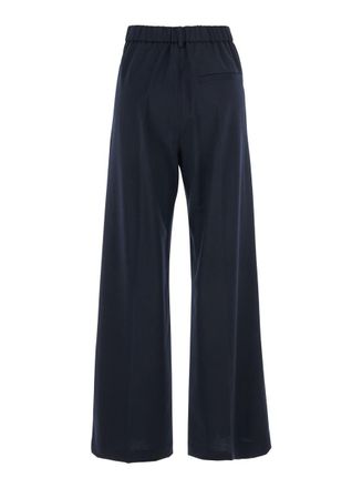 Tela Niside Blue Wide Leg Trousers With Front Pleats In Wool Blend Woman