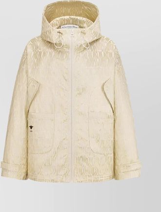 Dior hooded coat with drawstring hem and front pockets