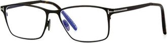 Tom Ford Eyeglasses Rectangle Full Rim, Matte Gunmetal Frame And Clear/blue-Light Block Lenses Lens Ft5935-B009