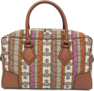 Vivienne Westwood Nylon Leather Boston Bag Handbag (Pre-Owned)