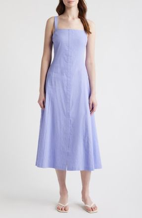 Theory Square Neck Midi Dress in Lavender Glow at Nordstrom, Size 10