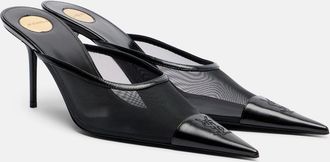 Saint Laurent Ren&eacute;e mesh and leather mules