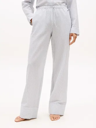 Tommy Hilfiger Womens Stripe Seersucker Sleep Pant - Ithaca Brisk Blue - XL