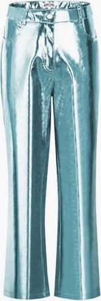 Amy Lynn Womens Lupe Metallic Patterned Five Pocket Pants - Blue - Size: 10/32in