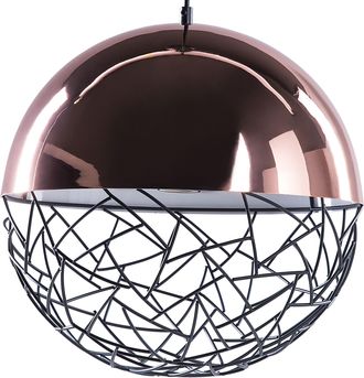 Beliani L&aacute;mpara Colgante En Forma De Globo De 1 Luz Cobriza Marco Moderno