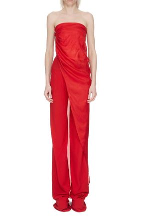 Rick Owens Lido Long Top In Cardinal Red