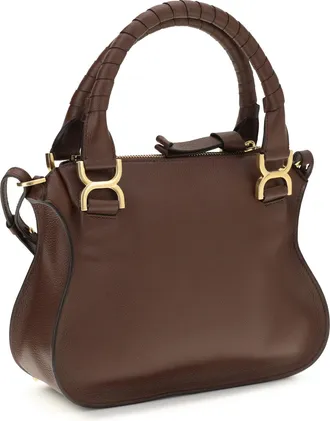 Chlo&eacute; Womens Handbag Marcie Calf Leather Crafty Brown Handbags Hand Bags