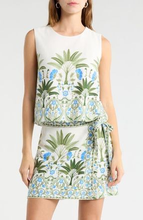 Sugarlips Senara Floral Sleeveless Top in White-Green-Multi at Nordstrom, Size X-Large