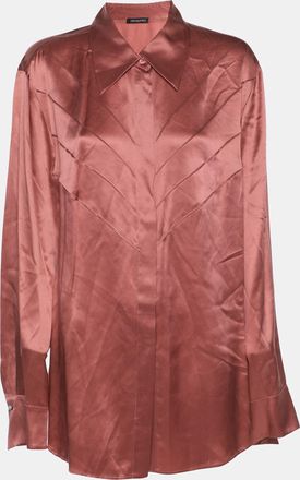 Elena Miro Metallic Pink Silk Long Sleeve Shirt