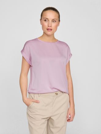 Vila Kurzarmshirt »VIELLETTE S/S SATIN TOP - NOOS« Satin Optik