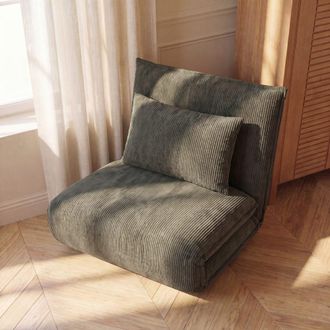 Maisons du monde Sill&oacute;n cama individual de pana verde sin patas